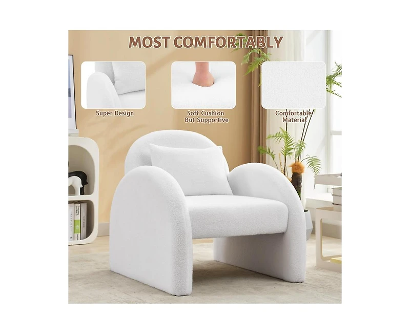 gaomon Sherpa Accent Chair,Teddy Upholstered Arm Single Sofa,Modern Fluffy Reading Chair for Living Room, Bedrooms, Corner,Mid Century Accent Armchair