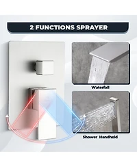 Casainc Doux Wall Mounted Waterfall Tub Spout with Diverter and Handheld Shower Head