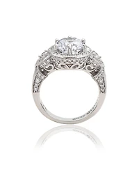 Suzy Levian Sterling Silver Round Cubic Zirconia French Filigree Ring