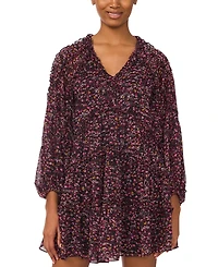 CeCe Women's Ruffled Long-Sleeve Tiered Mini Dress