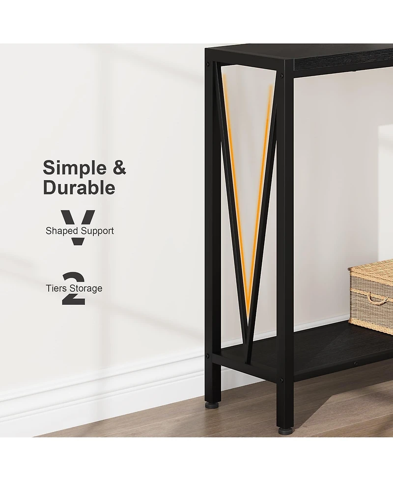gaomon Console Table, 2-Tier Entryway Table with Storage, Narrow Sofa Table with V Design, 43" Industrial Console Table