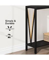 gaomon Console Table, 2-Tier Entryway Table with Storage, Narrow Sofa Table with V Design, 43" Industrial Console Table