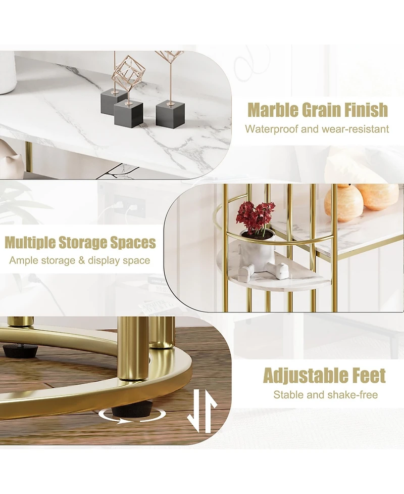 gaomon Console Table Gold Sofa Tables Narrow Entryway Table with Storage and Shelves