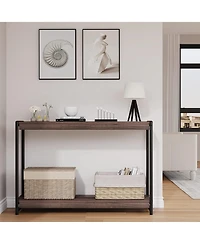 gaomon Console Table, 39.5 Inch Narrow Entryway Table with 2- Tiers Storage Shelves