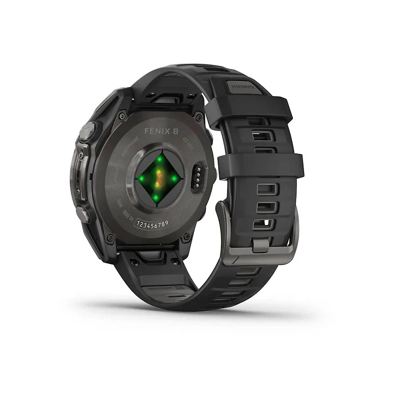 Garmin fenix 8 47mm, Amoled, Outdoor & Fitness Gps Smartwatch, Saphire, Carbon Gray Titanium Black, Black/Pebble Gray Band
