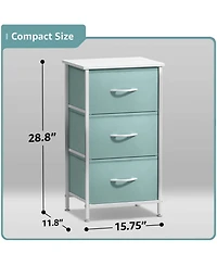 Sorbus Nightstand with 3 Drawers - Steel Frame, Wood Top & Easy Pull Fabric Bins Perfect for Home, Bedroom