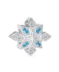 Bling Jewelry Aqua Ice Blue Snowflake Christmas Charm Bead with Crystals Bracelet