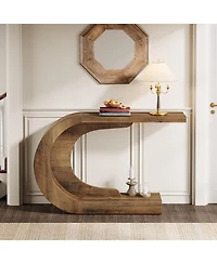 Tribesigns 43.3" C-Shaped Console Table, Mid-Century Modern Wood Entryway Hallway Table, Heavy-Duty Entry Accent Table for Hall, Living Room, Entrance