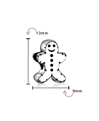 Bling Jewelry Christmas Charm Bead Gingerbread Man Cookie Shape Sterling Silver for Bracelets