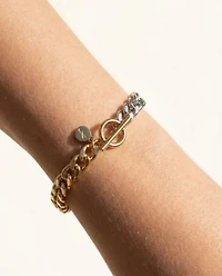 Joey Baby Two Tone Stainless Steel Bracelet With Links Toggle Clasp