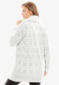 Dreams & Co. Plus Sherpa Lined Collar Microfleece Bed Jacket
