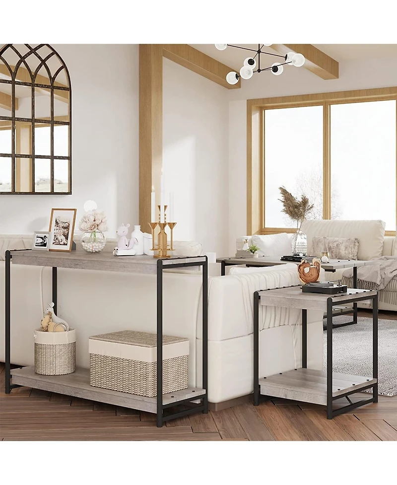 gaomon Console Table, 39.5 Inch Narrow Entryway Table with 2- Tiers Storage Shelves, Entrance Table