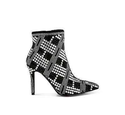 Urbanite Rhinestones Studded Stiletto Heel Boots