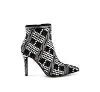 Urbanite Rhinestones Studded Stiletto Heel Boots