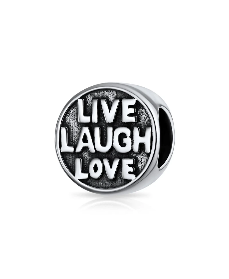 Bling Jewelry Live Laugh Love Mantra Charm Bead Sterling Silver Bracelet