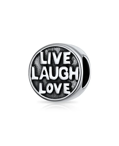 Bling Jewelry Live Laugh Love Mantra Charm Bead Sterling Silver Bracelet