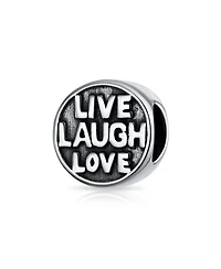 Bling Jewelry Live Laugh Love Mantra Charm Bead Sterling Silver Bracelet