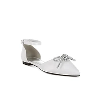 Simina Rhinestone Detail Bow Flat Sandals