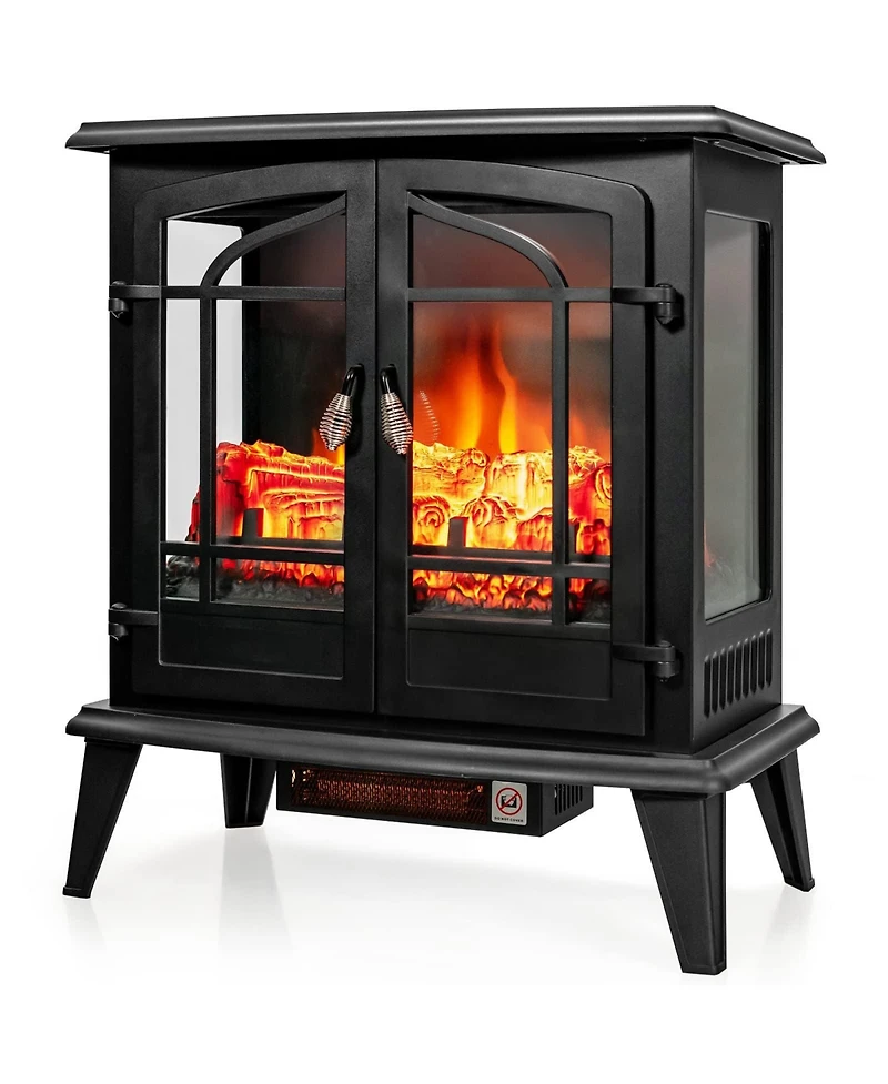 Sugift 25 Inch Freestanding Electric Fireplace Heater with Realistic Flame effect
