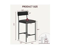 Bar Stools Set of 4, Kitchen with Footrest, 25.5 Inches Upholstered Chairs Back, 4 Counter Height Barstools for Bar, Islan