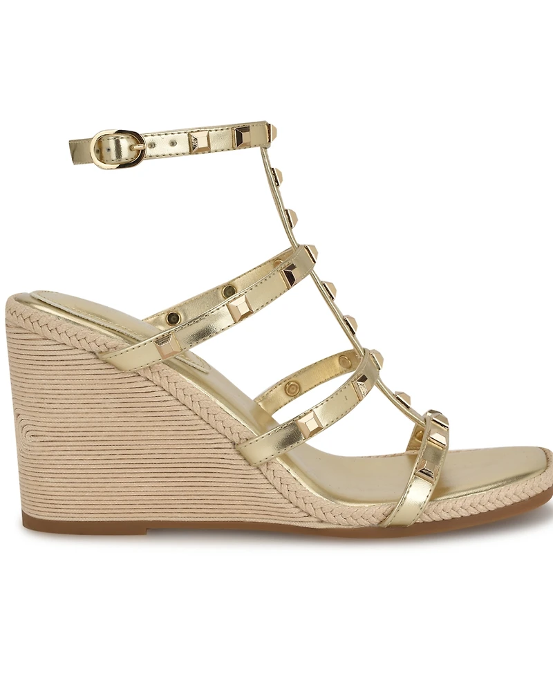 Nine West Women's Sardis Square Toe Wedge Sandals