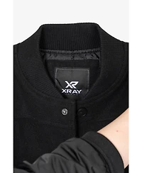 Xray Boy's Wool Varsity Bomber Jacket With Grainy Pu Sleeves