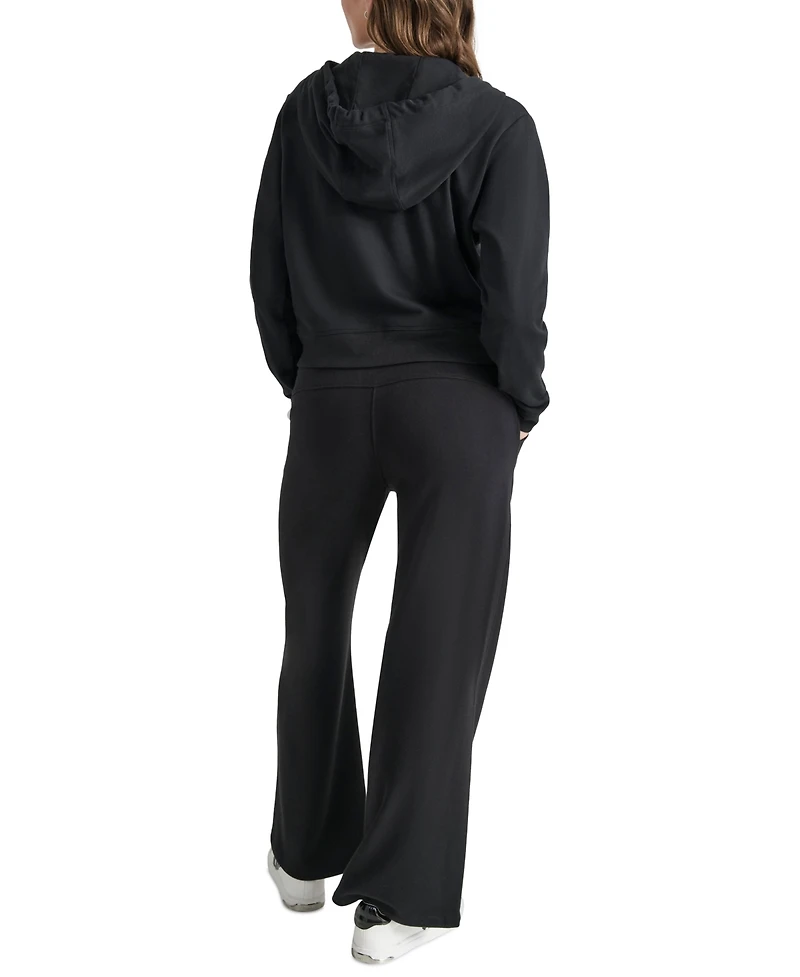 Dkny Sport Women's Studded-Logo Full-Zip Fleece Hoodie