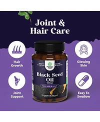 Nature's Craft Cold Pressed Black Seed Oil Capsules, Nigella Sativa Black Cumin Seed Oil Capsule for Immune Support Joint Health and Digestion, Nature