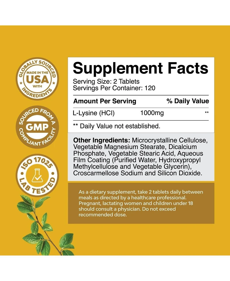 Lysine Tablets, Nature's Craft, 240ct