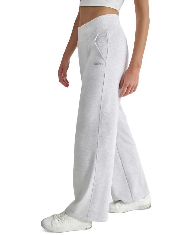 Dkny Sport Women's Studded-Logo Wide-Leg Pants