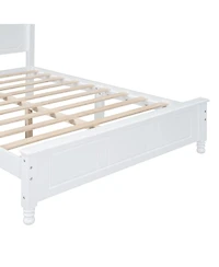 Slickblue Full Size Wood Platform Bed Frame Retro Style Platform Bed with Wooden Slat Support