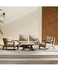 WestinTrends Outdoor 5-Piece Weathered Wood Modular Sectional Patio Furniture Sofa Set