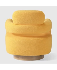 WestinTrends Mid-Century Modern Faux Sherpa Swivel Barrel Accent Chair (Set of 2)