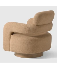 WestinTrends Mid-Century Modern Faux Sherpa Swivel Barrel Accent Chair