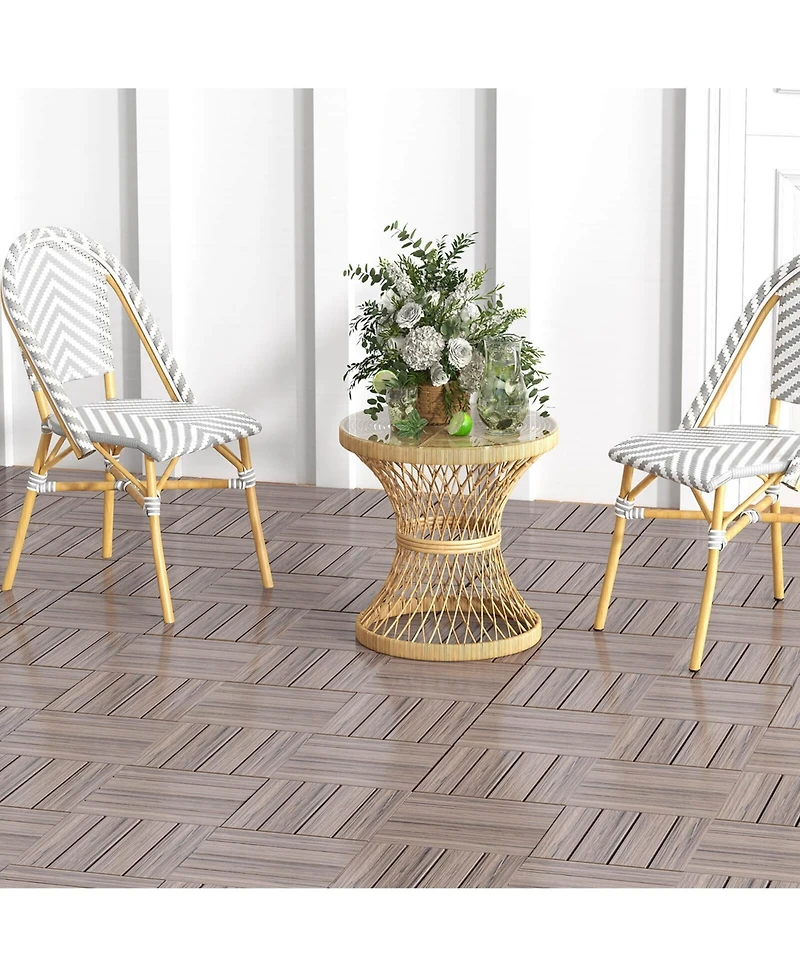 Costway 18 Pcs Interlocking Deck Tiles Anti-slip Floor Tiles for Poolside All Weather