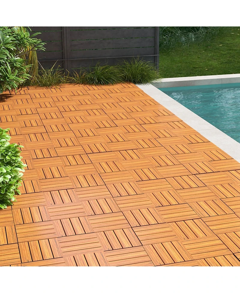 Costway Pcs Interlocking Deck Tiles Anti-slip Floor Tiles for Poolside All Weather