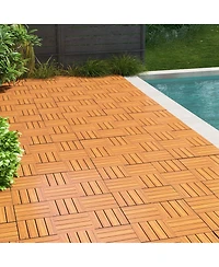 Costway Pcs Interlocking Deck Tiles Anti-slip Floor Tiles for Poolside All Weather