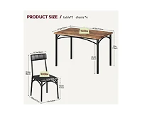 gaomon Dining Table Set for 4, Kitchen with 4 Upholstered Chairs, 5 Piece Rectangular Room Set, Small Space, Apartment, Home, K