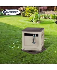 Suncast Swivel Smart Trak Hose Hideaway 225 Foot Hose Reel Storage Bin, Taupe