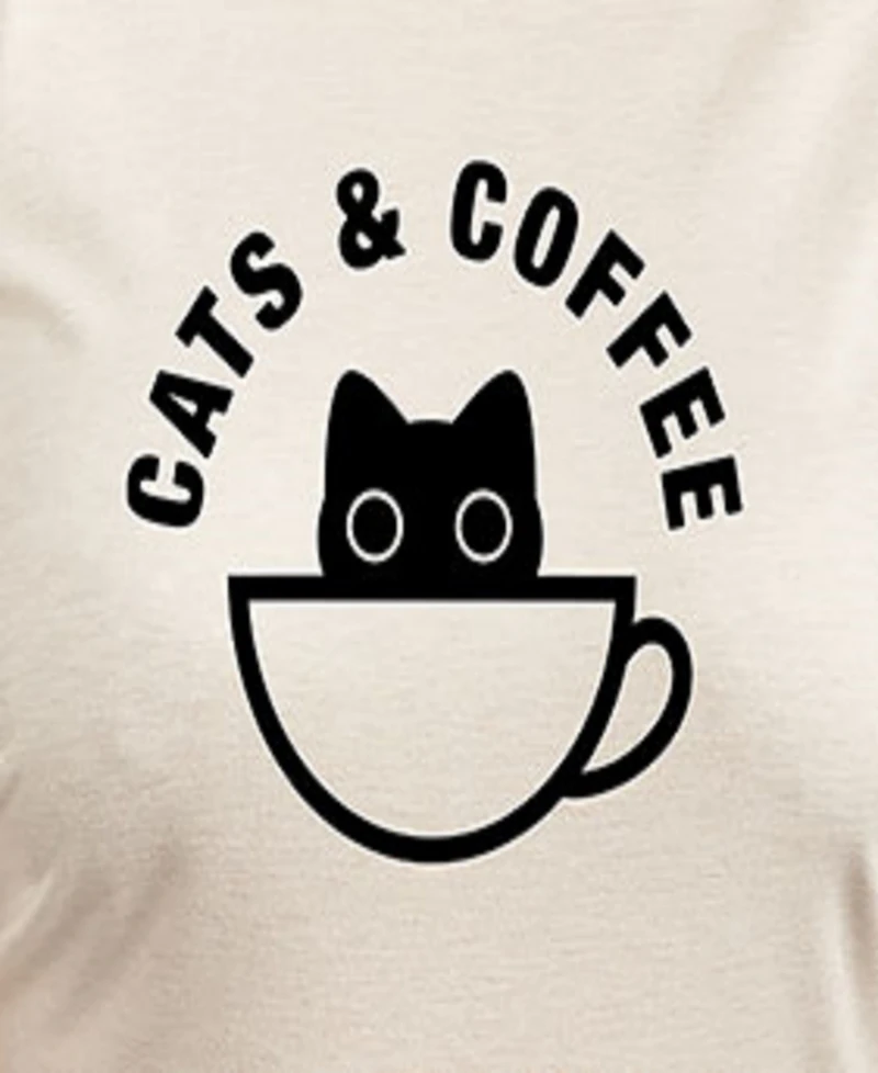 Hybrid Apparel Plus Trendy Cats Coffee Graphic Pullover Top