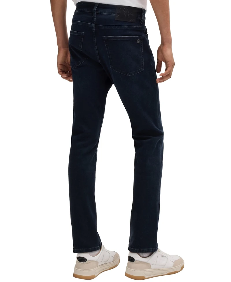 Boss by Hugo Boss Men's Blue-Black Soft-Motion Slim-Fit Jeans