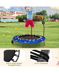 Gymax 36'' Mini Toddler Trampoline w/ Led Bluetooth Speaker Detachable Handle Kids Gifts