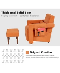 Gouun Modern Berber Fleece Single Sofa Chair with Ottoman and Waist Pillow