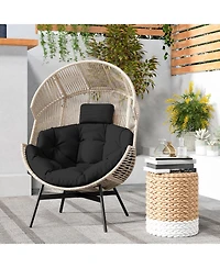 Gouun Wicker Oversized Egg Style Chair with Cushions and Headrest