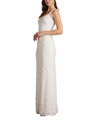 Tadashi Shoji Women's Erma 3D Floral Spaghetti Strap Gown