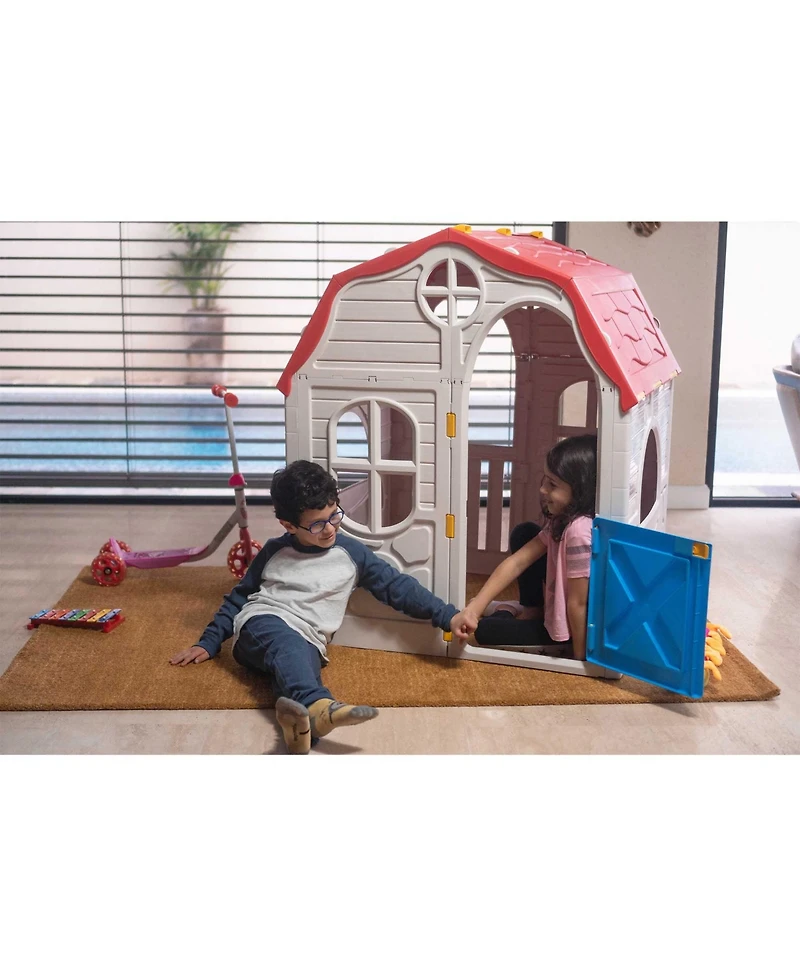 Ram Quality Products Kid's Cottage Foldable Plastic Toddler Outdoor Playhouse