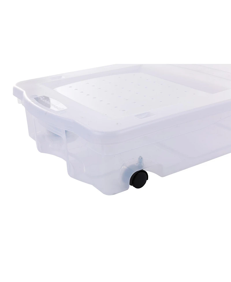 Rubbermaid 70 Qt Under Bed Wheeled Storage Boxes with Dual Hinged Lids (2 Pack)