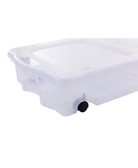 Rubbermaid 70 Qt Under Bed Wheeled Storage Boxes with Dual Hinged Lids (2 Pack)