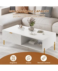 47in Rectangle Wood Mid-Century Modern Coffee Table with 2 Drawers