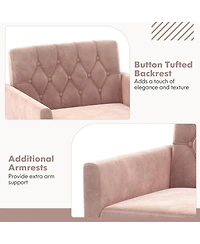 Gouun Modern Velvet Accent Chair with Button Tufted Back Metal Legs and Adjustable Foot Pads